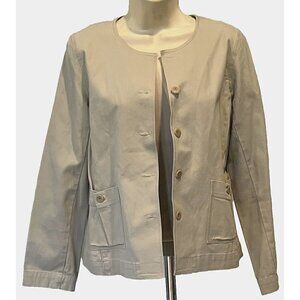 New Eileen Fisher Natural Stretch Cotton Button Blazer Jacket